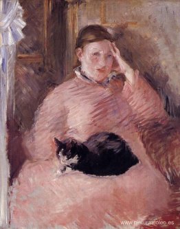 mujer con un gato mujer con un gato