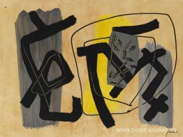 Negro contra gris y amarillo. Negro contra gris y amarillo.