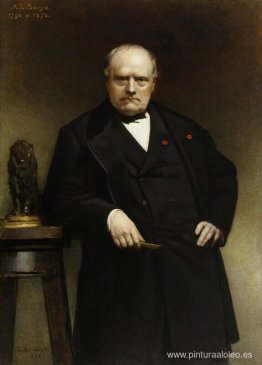 Retrato de Antoine-Louis Barye con un modelo de cera de un león Retrato de Antoine-Louis Barye con un modelo de cera de un león
