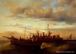 Barcos pesqueros italianos al atardecer Barcos pesqueros italianos al atardecer