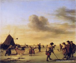 Golfistas en el hielo cerca de Haarlem Golfistas en el hielo cerca de Haarlem