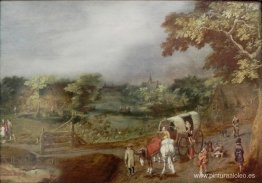 Un paisaje de pueblo de verano con caballo. Un paisaje de pueblo de verano con caballo.