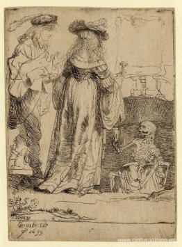 La muerte se le aparece a un matrimonio desde una tumba abierta. La muerte se le aparece a un matrimonio desde una tumba abierta.