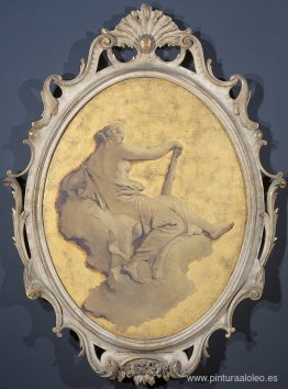 Figura femenina alegórica con un garrote. Figura femenina alegórica con un garrote.