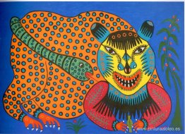 Mientras esta bestia bebe veneno, una serpiente le chupa la sang Mientras esta bestia bebe veneno, una serpiente le chupa la sang