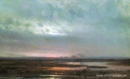 Puesta de sol sobre un pantano Puesta de sol sobre un pantano