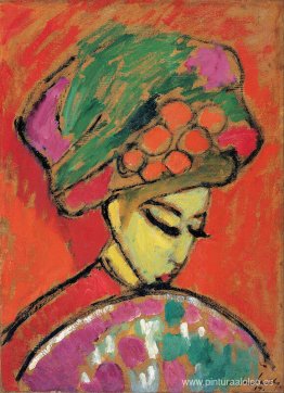 Chica joven con un sombrero de flores Chica joven con un sombrero de flores