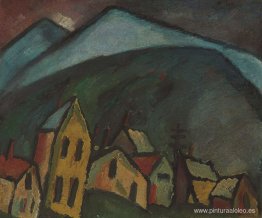 Berglandschaft mit Häusern Berglandschaft mit Häusern