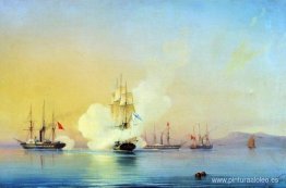 La batalla de la fragata Flora contra los barcos de vapor turcos La batalla de la fragata Flora contra los barcos de vapor turcos