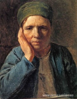Una campesina, apoyada en su mano. Una campesina, apoyada en su mano.