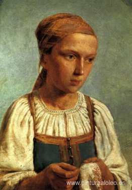 Una campesina con bordado. Una campesina con bordado.