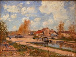 La esclusa de Borgoña en Moret, primavera La esclusa de Borgoña en Moret, primavera