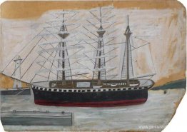 Barco de tres mástiles cerca del faro Barco de tres mástiles cerca del faro