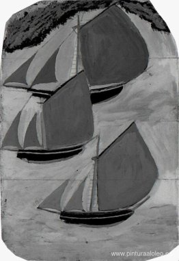 Tres barcos de velas grises Tres barcos de velas grises