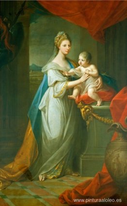 Retrato de Augusta de Hannover con su primogénito Karl Georg de Retrato de Augusta de Hannover con su primogénito Karl Georg de