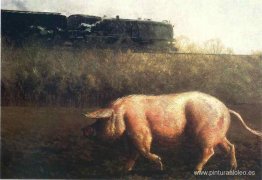 Cerdo y tren Cerdo y tren