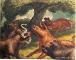 Cerdos matando a una serpiente Cerdos matando a una serpiente