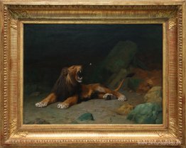 León mordiendo una mariposa León mordiendo una mariposa