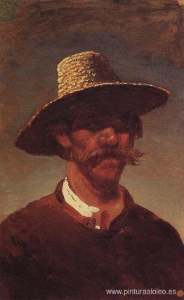 La cabeza de un campesino ucraniano con sombrero de paja. La cabeza de un campesino ucraniano con sombrero de paja.