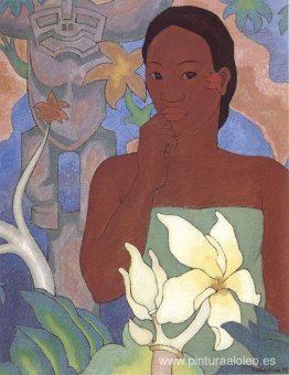 Mujer polinesia y Tiki Mujer polinesia y Tiki