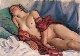 Durmiendo desnuda con un chal rojo Durmiendo desnuda con un chal rojo