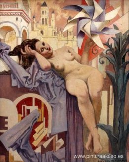 Nu assis au drapeado y au moulin à vent Nu assis au drapeado y au moulin à vent