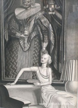 Mujer sentada frente al retrato Mujer sentada frente al retrato
