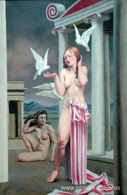 Deux filles avec des colombes Deux filles avec des colombes