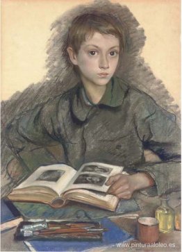 Retrato de Aleksandr Serebriakov estudiando un álbum Retrato de Aleksandr Serebriakov estudiando un álbum