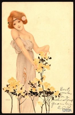 Niñas con flores a los pies. Niñas con flores a los pies.