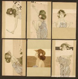 Chicas entre bordes marrón-verde. Chicas entre bordes marrón-verde.