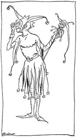 Tristan llega a Tintagel vestido de bufón. Tristan llega a Tintagel vestido de bufón.