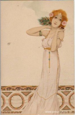 Niñas con flores a los pies. Niñas con flores a los pies.