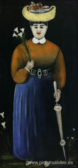 mujer con flores y sombrilla mujer con flores y sombrilla