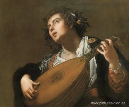 Mujer tocando un laúd Mujer tocando un laúd