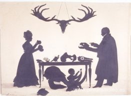 William Buckland y su esposa e hijo Frank, examinando la colecci William Buckland y su esposa e hijo Frank, examinando la colecci