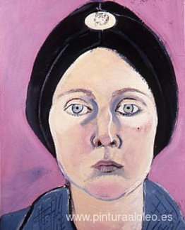 Autorretrato con turbante y perro esquimal Chapa Autorretrato con turbante y perro esquimal Chapa