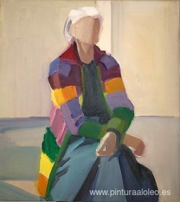 Autorretrato con suéter largo de rayas Autorretrato con suéter largo de rayas