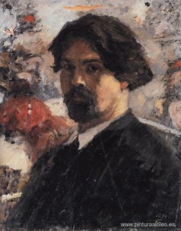 Autorretrato con el fondo del cuadro "La conquista de Siberia po Autorretrato con el fondo del cuadro "La conquista de Siberia po