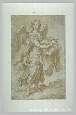 Ángel sosteniendo la túnica y los dados. Ángel sosteniendo la túnica y los dados.