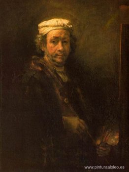 Retrato del artista en su caballete, detalle del rostro. Retrato del artista en su caballete, detalle del rostro.