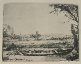 paisaje con un canal asícomo gran barco paisaje con un canal asícomo gran barco