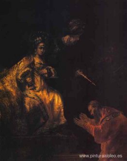 Amán suplicando misericordia a Ester Amán suplicando misericordia a Ester