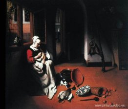 Mujer desplumando un pato Mujer desplumando un pato