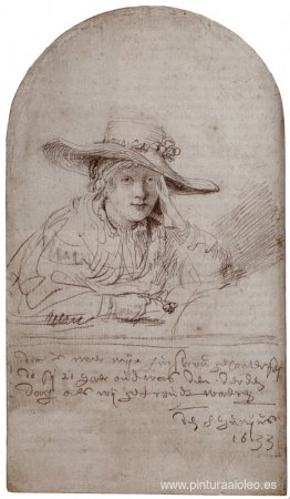 Saskia con sombrero de paja Saskia con sombrero de paja