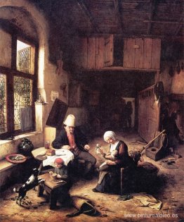 El interior de la cabaña de un campesino. El interior de la cabaña de un campesino.