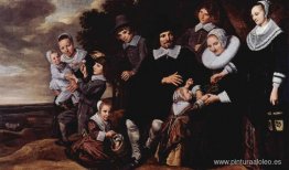 Grupo familiar en un paisaje. Grupo familiar en un paisaje.