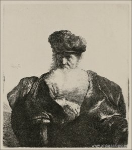 Un anciano con barba, gorro de piel y capa de terciopelo Un anciano con barba, gorro de piel y capa de terciopelo