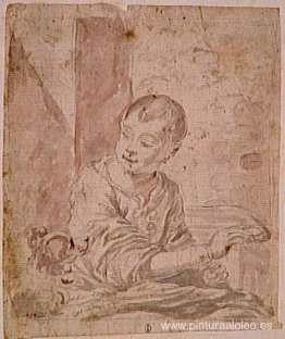 Niño mirando un perro Niño mirando un perro