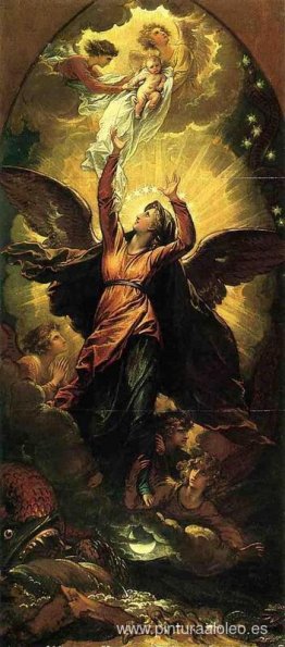 La mujer vestida de sol huye de la persecución del dragón La mujer vestida de sol huye de la persecución del dragón